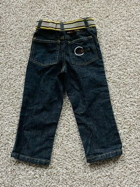 COOGI Dark Blue Denim Jeans with Yellow-Trim Belt